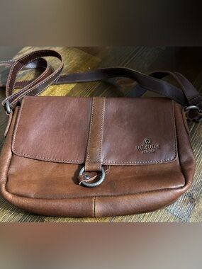 Wild West Leather Brown Crossbody Bag with Ring Detail